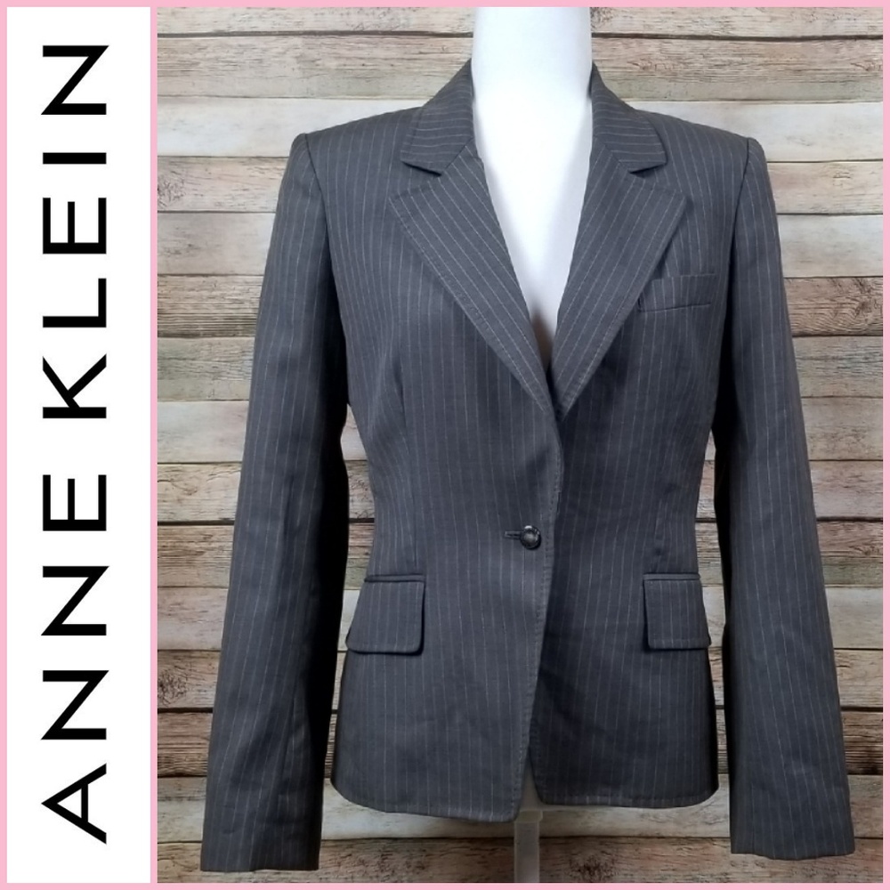 Anne Klein Pinstripe Suit Jacket Blazer